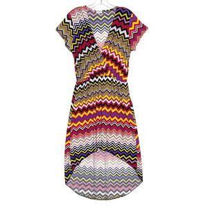 Jon & Anna Asymmetrical High Low Chevron Pencil Dress S Boho Multicolor Unique